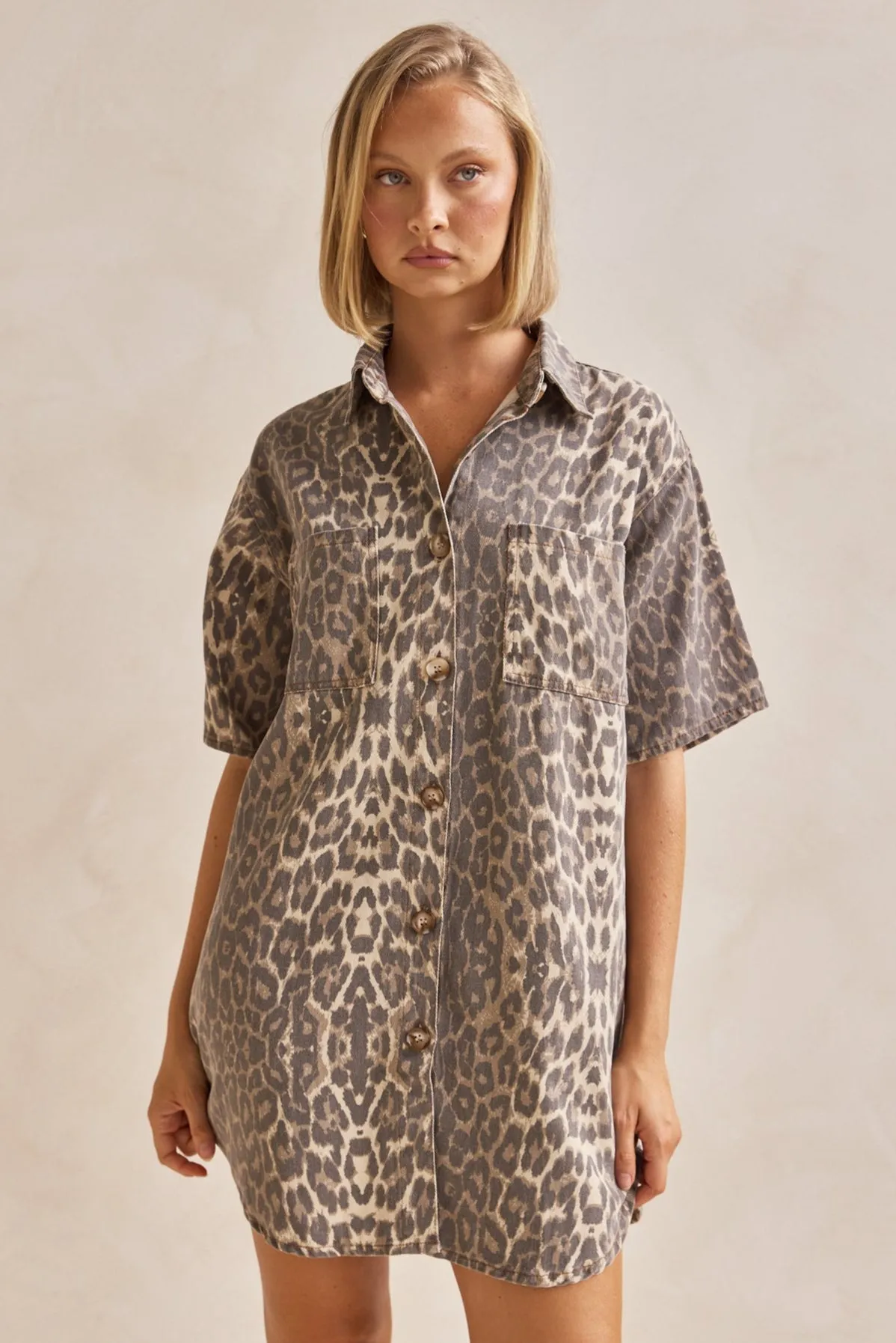 Romilda Dress (Leopard) sold by Runway Scout