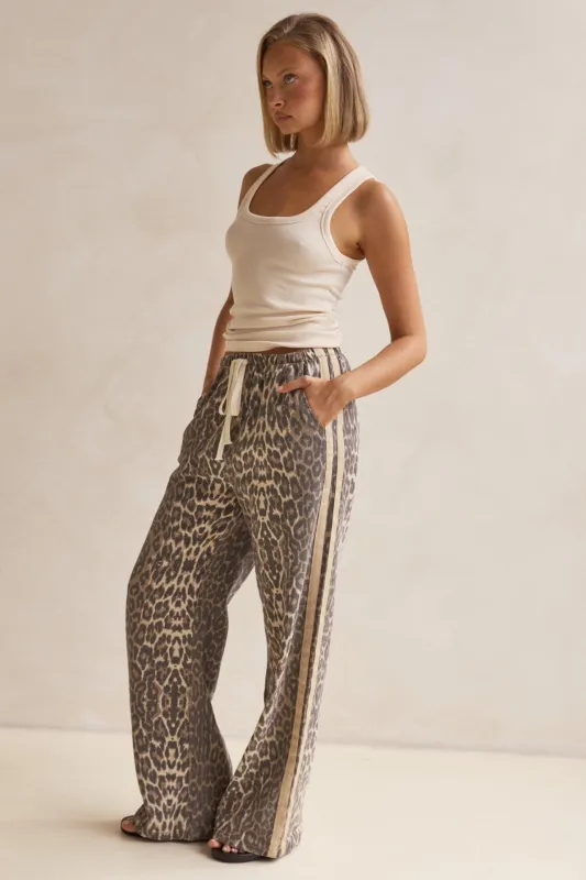 Romilda Racer Stripe Pants (Leopard) sold by Runway Scout