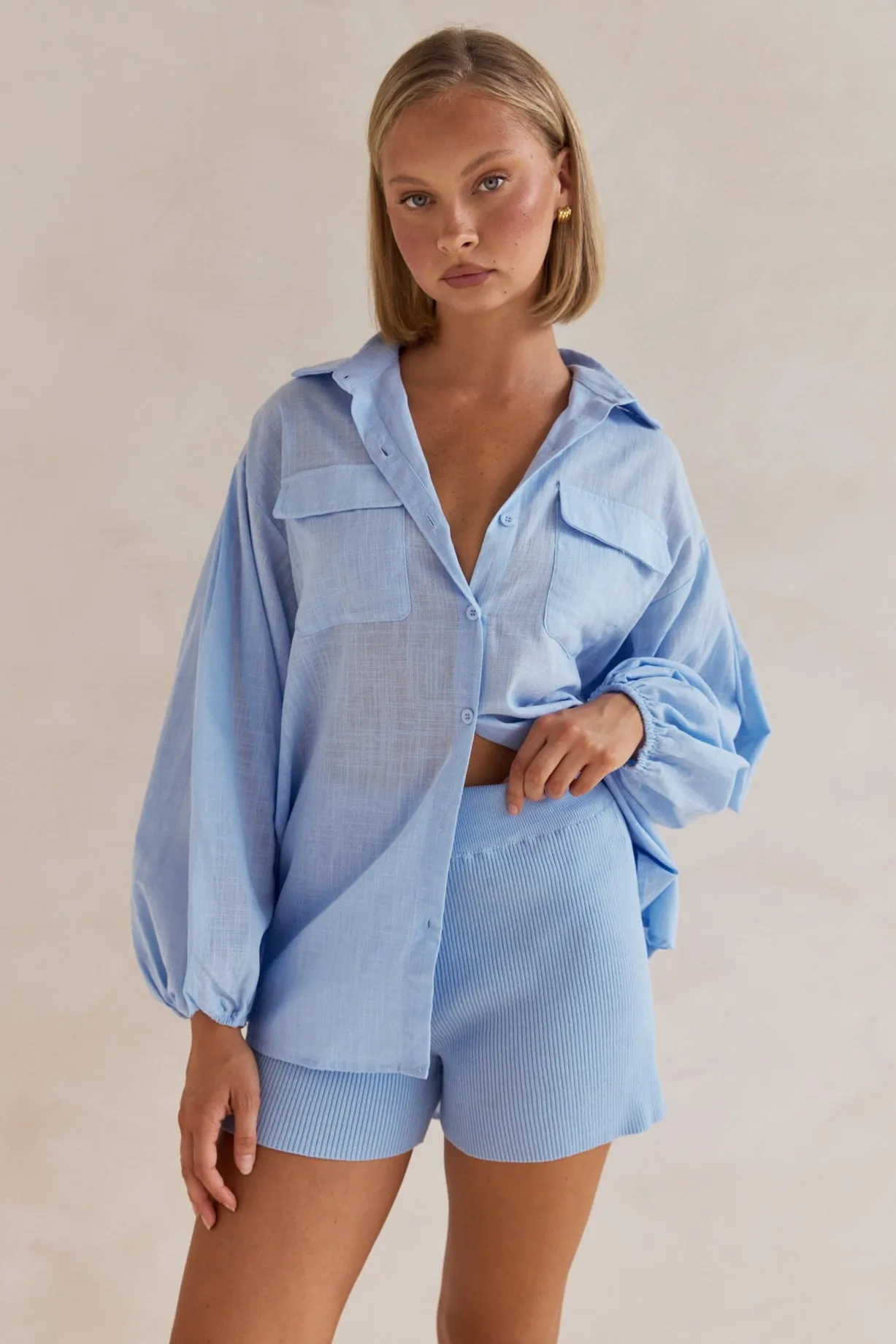 Bumble Knit Shorts (Blue) sold by Runway Scout product image thumbnail 2