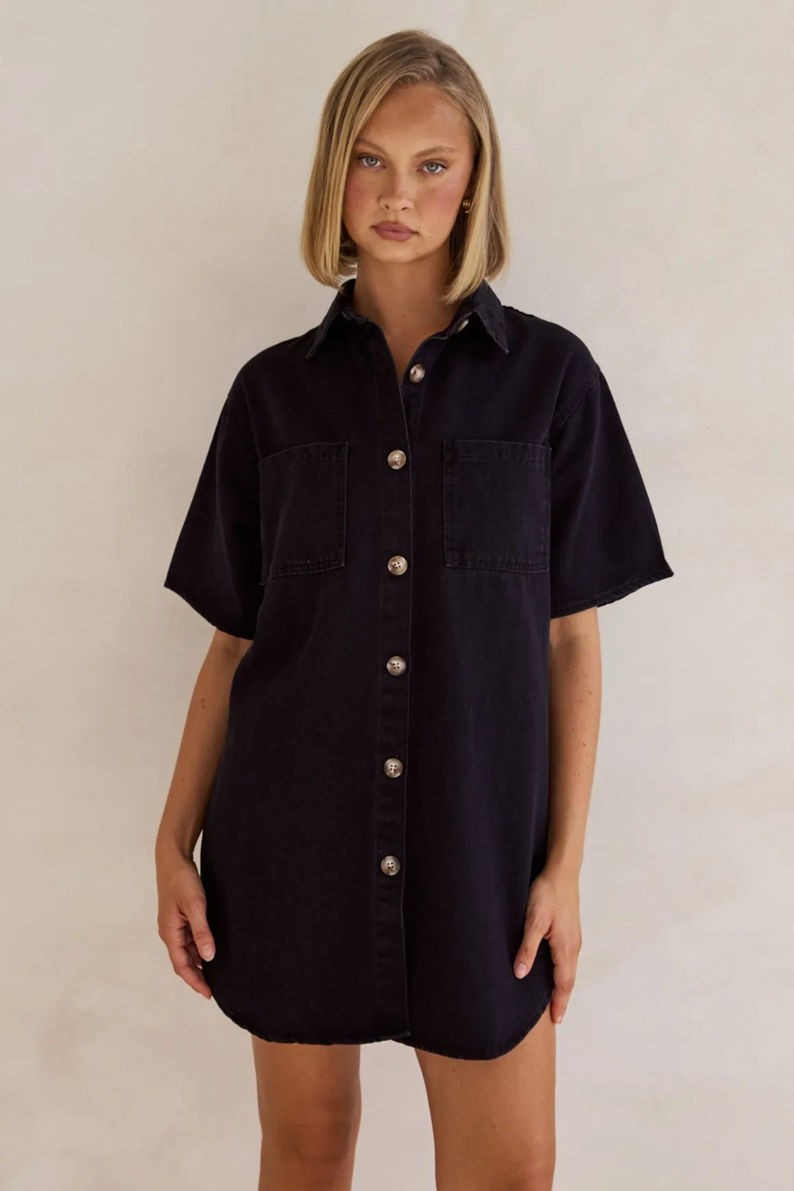 Andie Denim Mini Dress (Black) sold by Runway Scout product image thumbnail 2