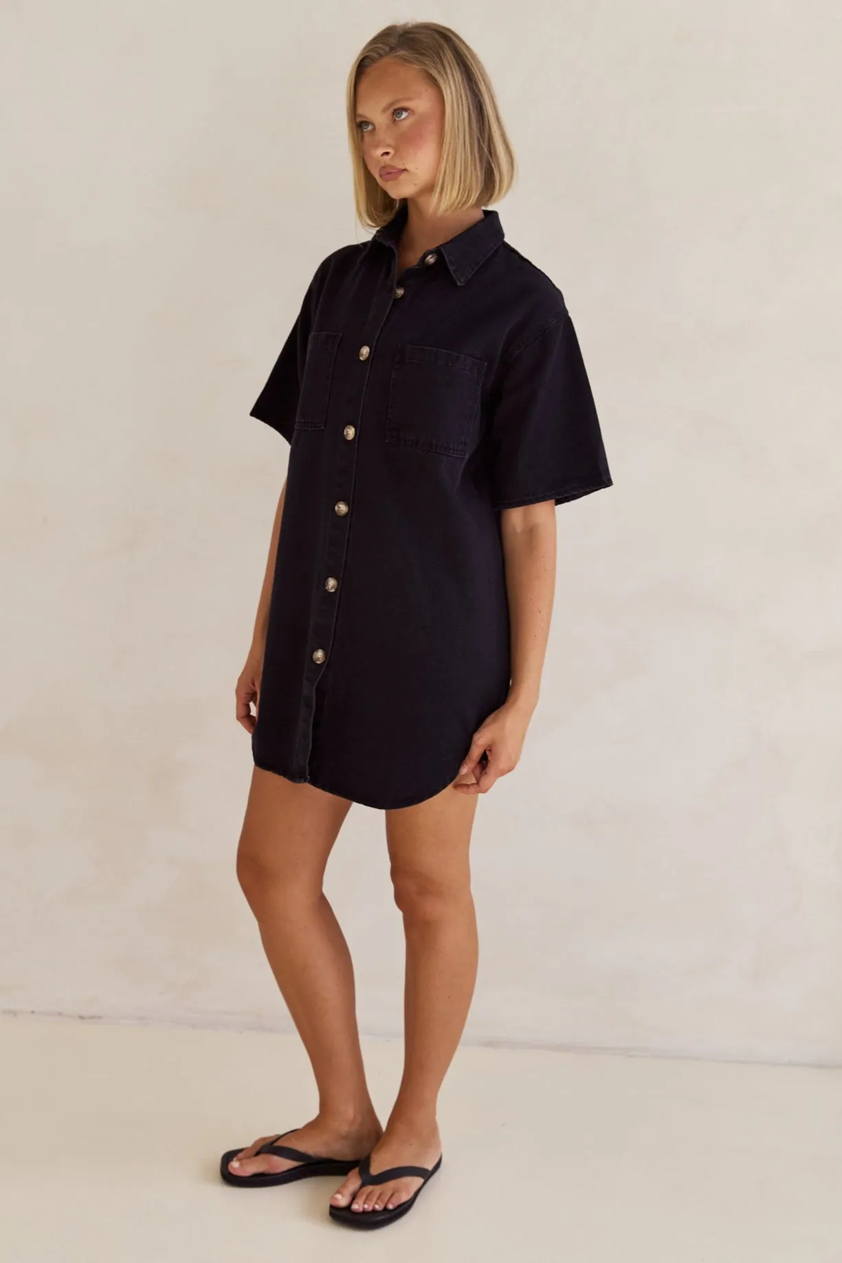 Andie Denim Mini Dress (Black) sold by Runway Scout product image thumbnail 5