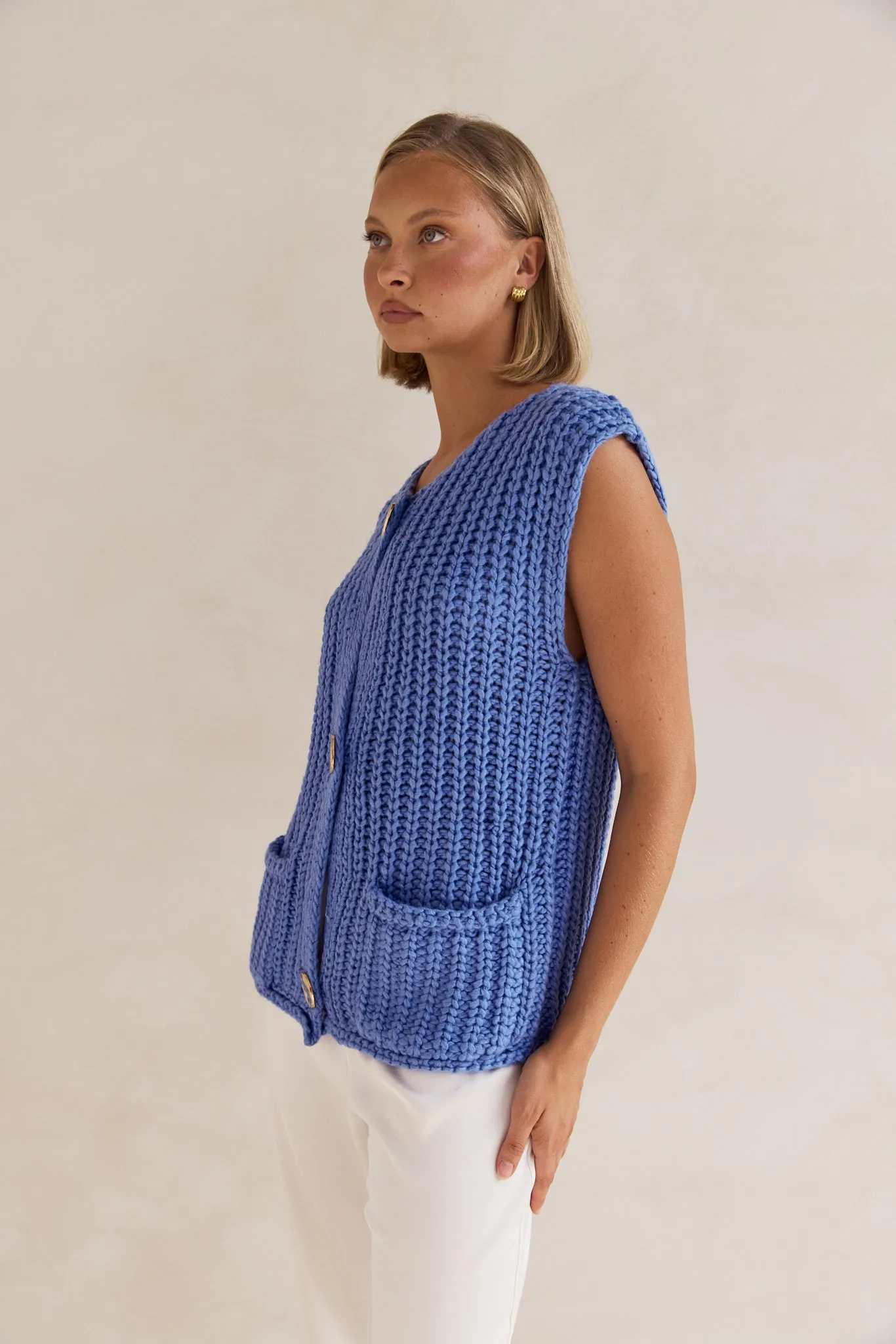 Zarlie Knit Vest (Blue) sold by Runway Scout product image thumbnail 4