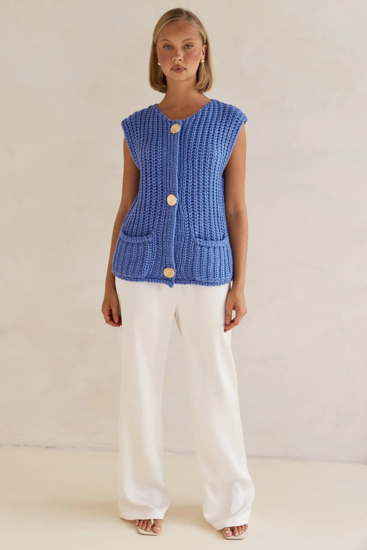 Zarlie Knit Vest (Blue) sold by Runway Scout product image thumbnail 3