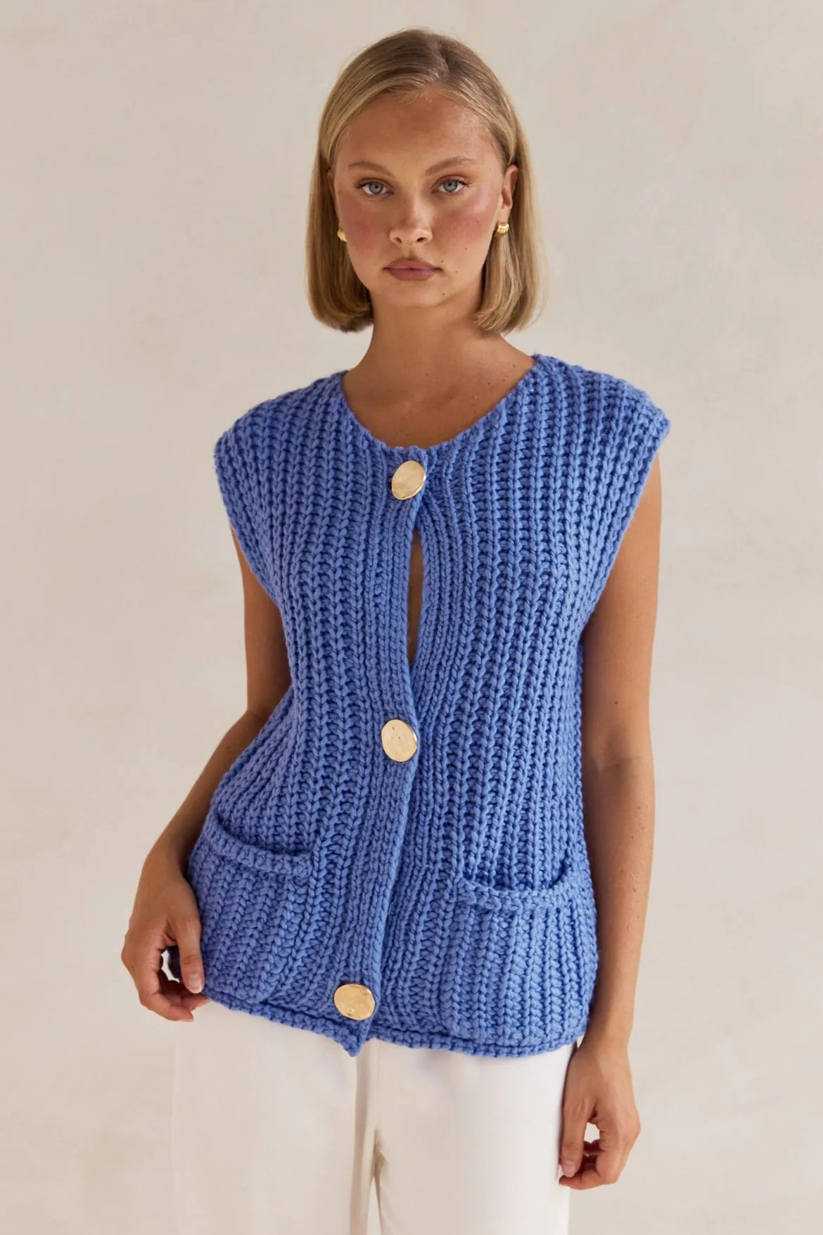 Zarlie Knit Vest (Blue) sold by Runway Scout product image thumbnail 2