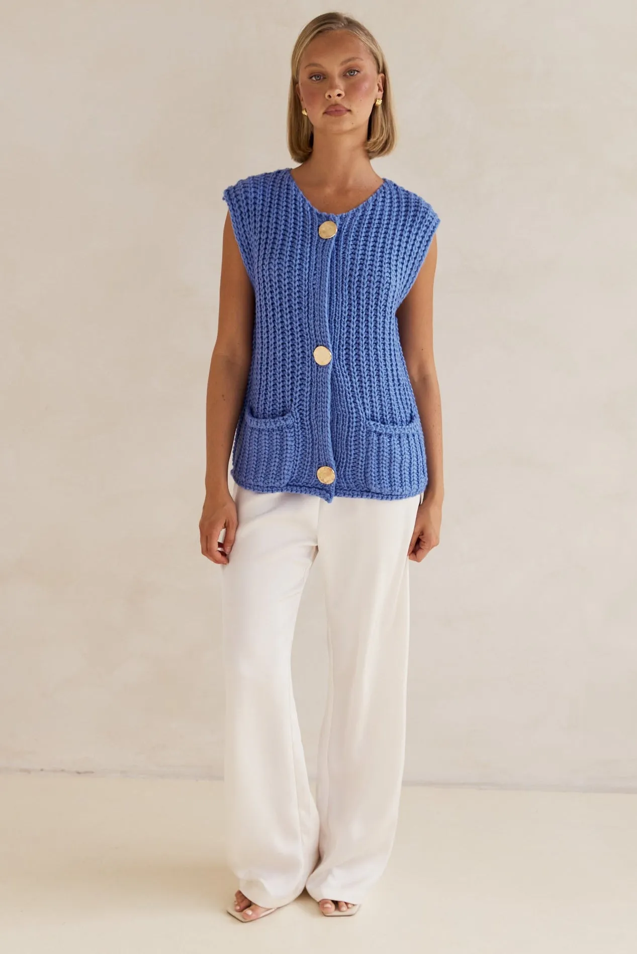 Zarlie Knit Vest (Blue) sold by Runway Scout product image thumbnail 5