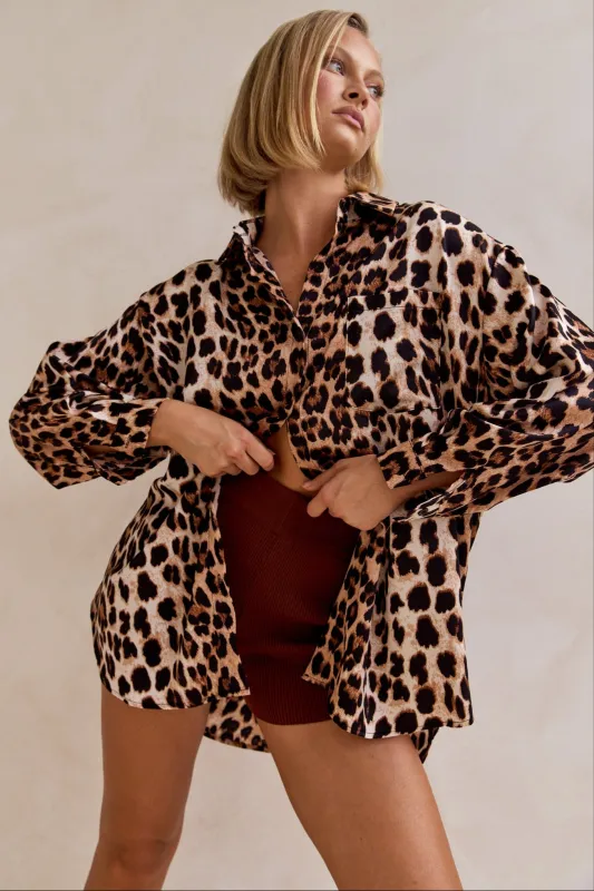 Ava Shirt (Leopard) sold by Runway Scout