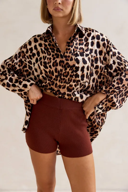 Bumble Knit Shorts (Dark Rust) sold by Runway Scout