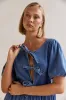 Carmela Denim Mini Dress (Blue) sold by Runway Scout