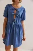 Carmela Denim Mini Dress (Blue) sold by Runway Scout