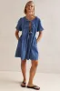 Carmela Denim Mini Dress (Blue) sold by Runway Scout