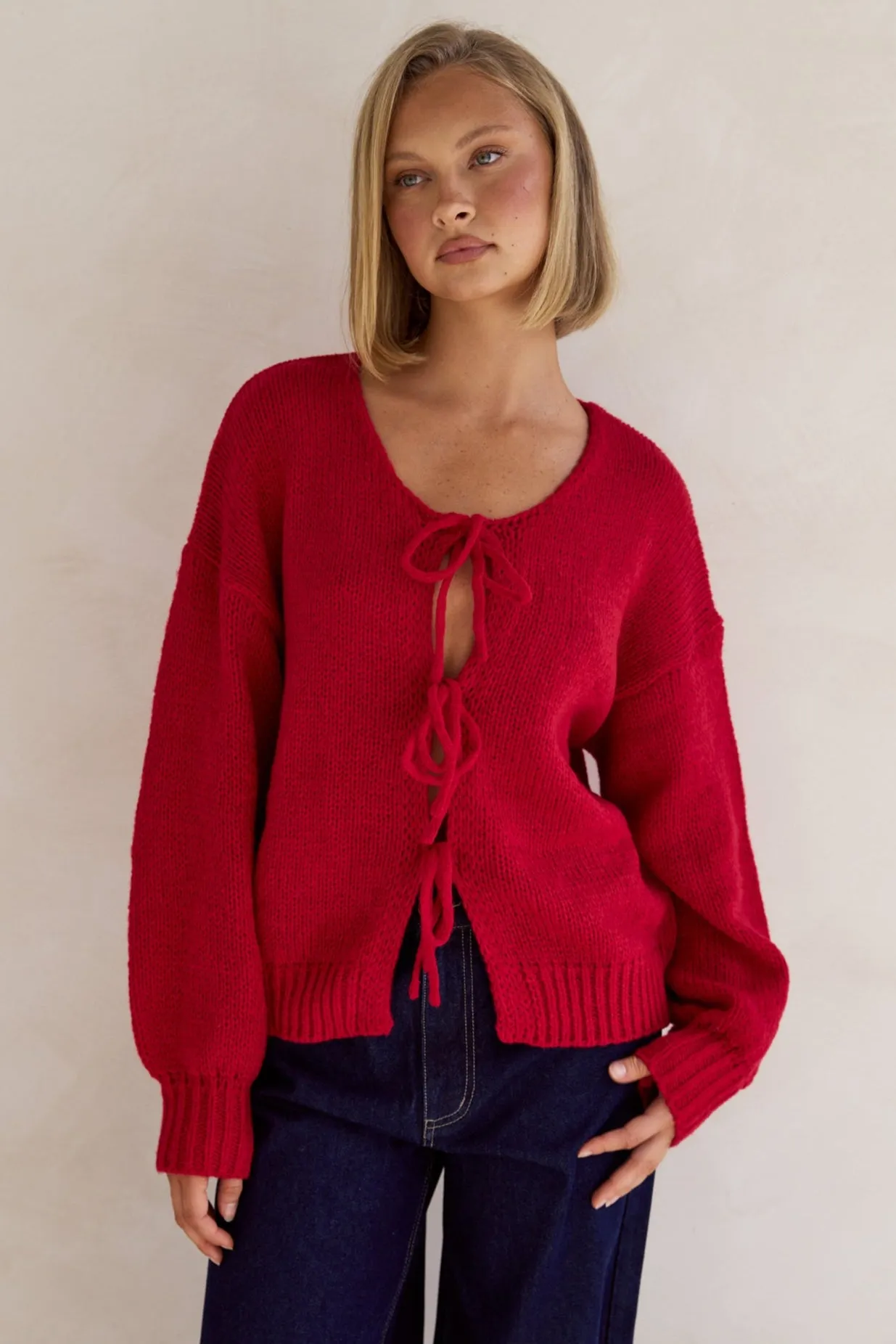 Cassie Knit Jumper (Red) sold by Runway Scout