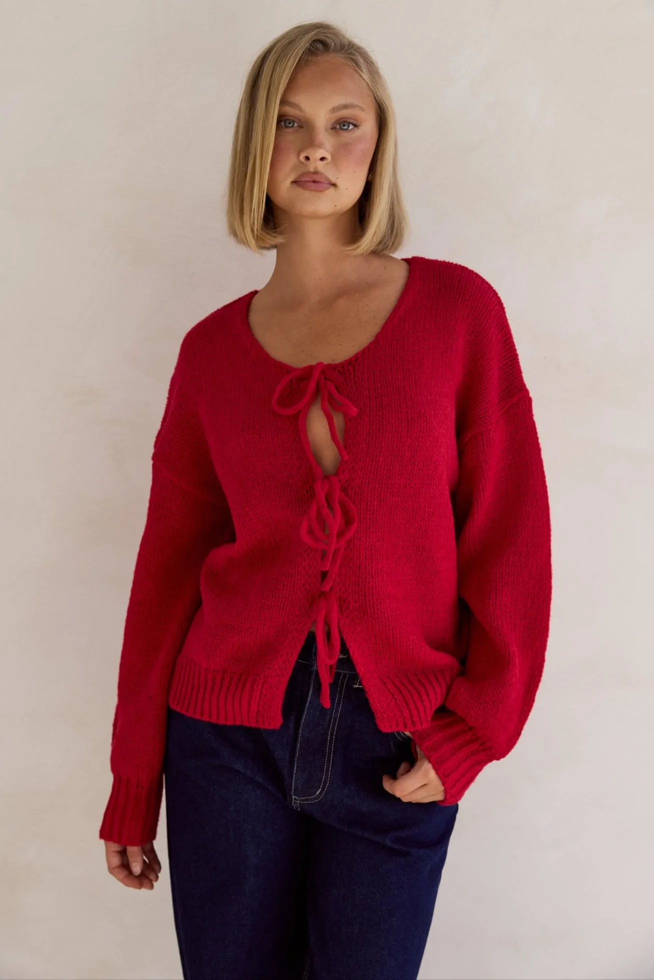 Cassie Knit Jumper (Red) sold by Runway Scout product image thumbnail 4