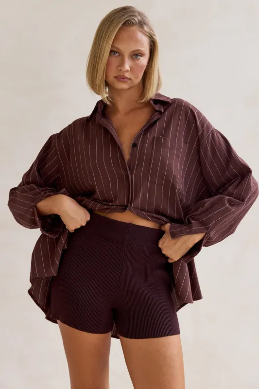 Bumble Knit Shorts (Chocolate) sold by Runway Scout