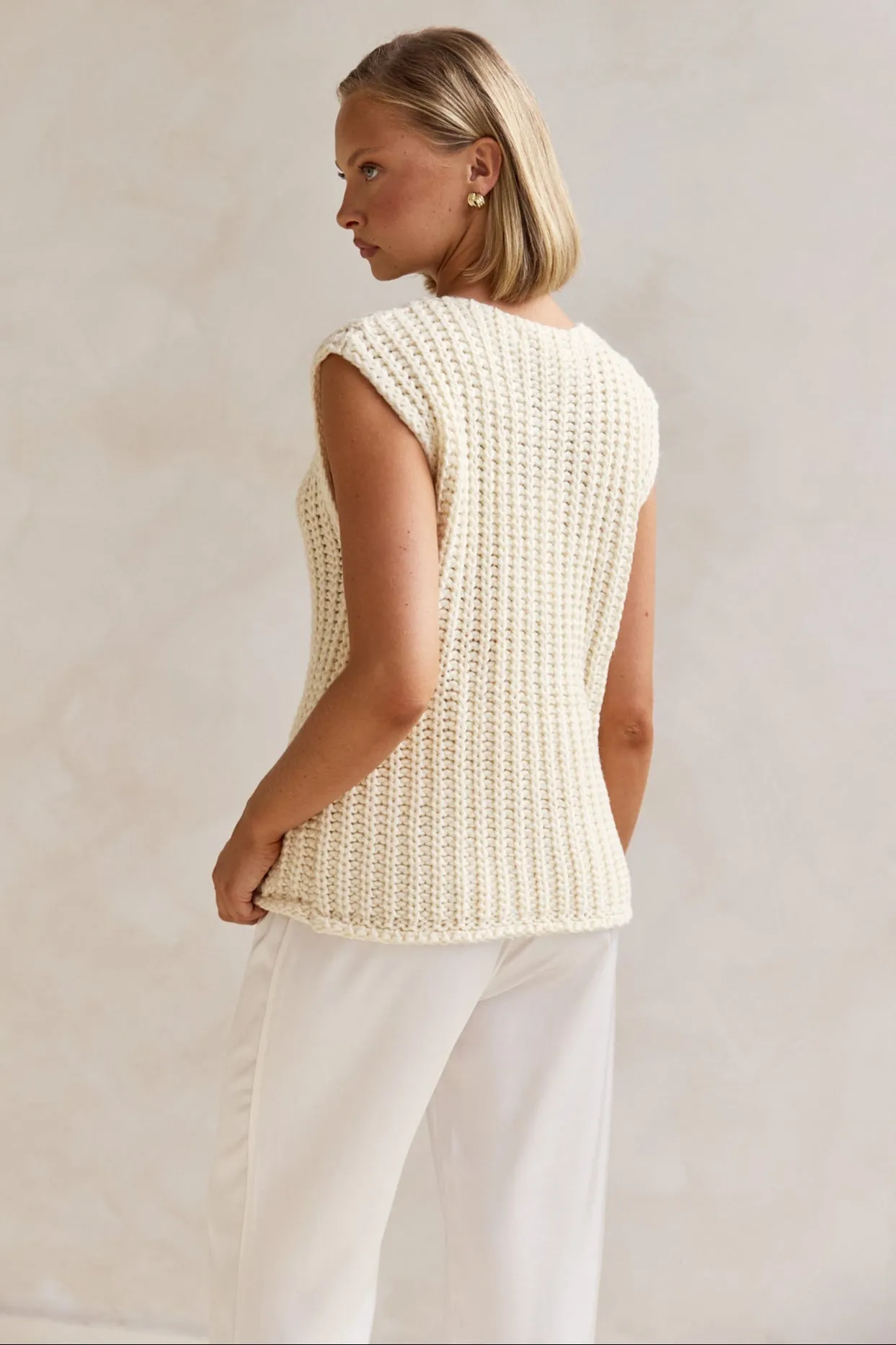 Zarlie Knit Vest (Cream) sold by Runway Scout product image thumbnail 5
