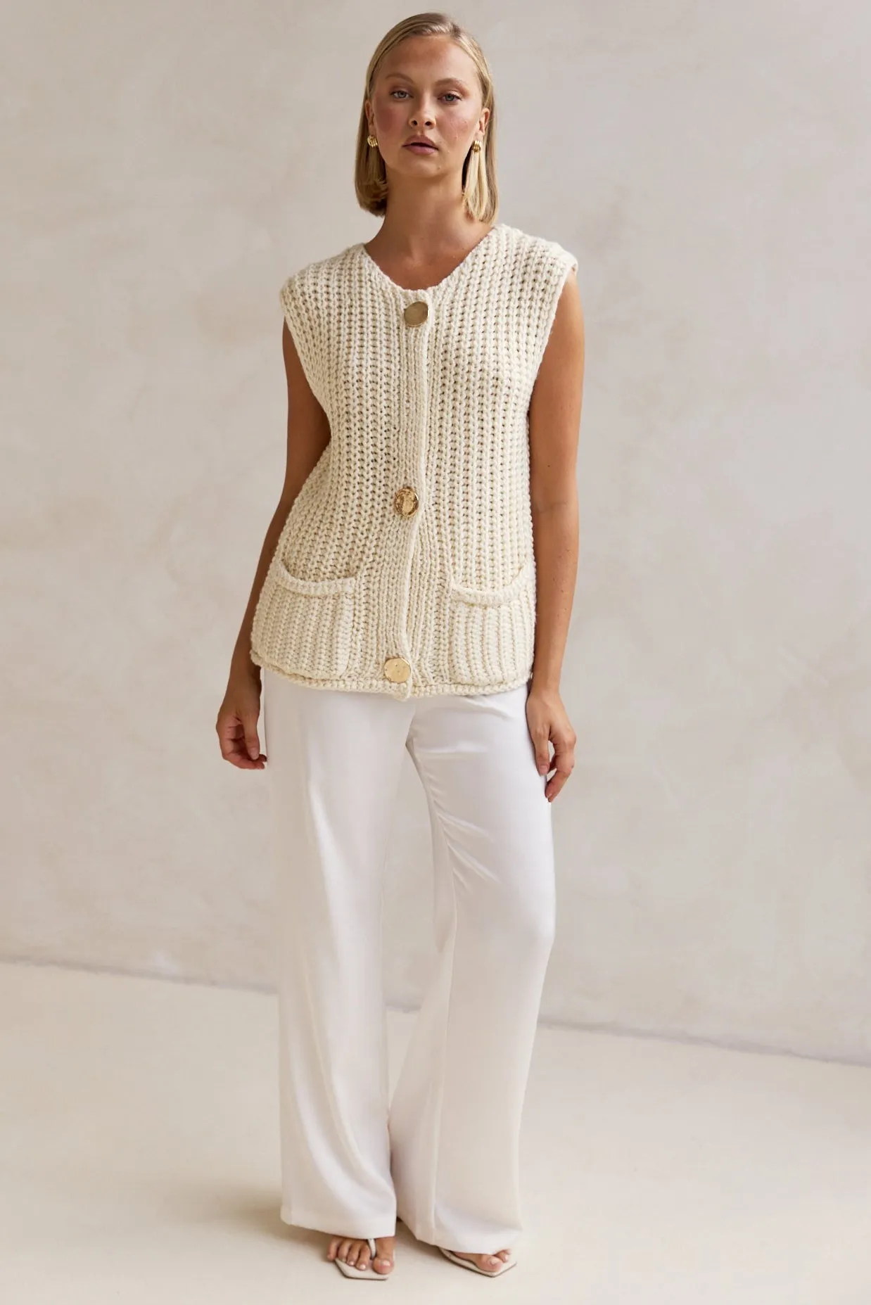 Zarlie Knit Vest (Cream) sold by Runway Scout product image thumbnail 3