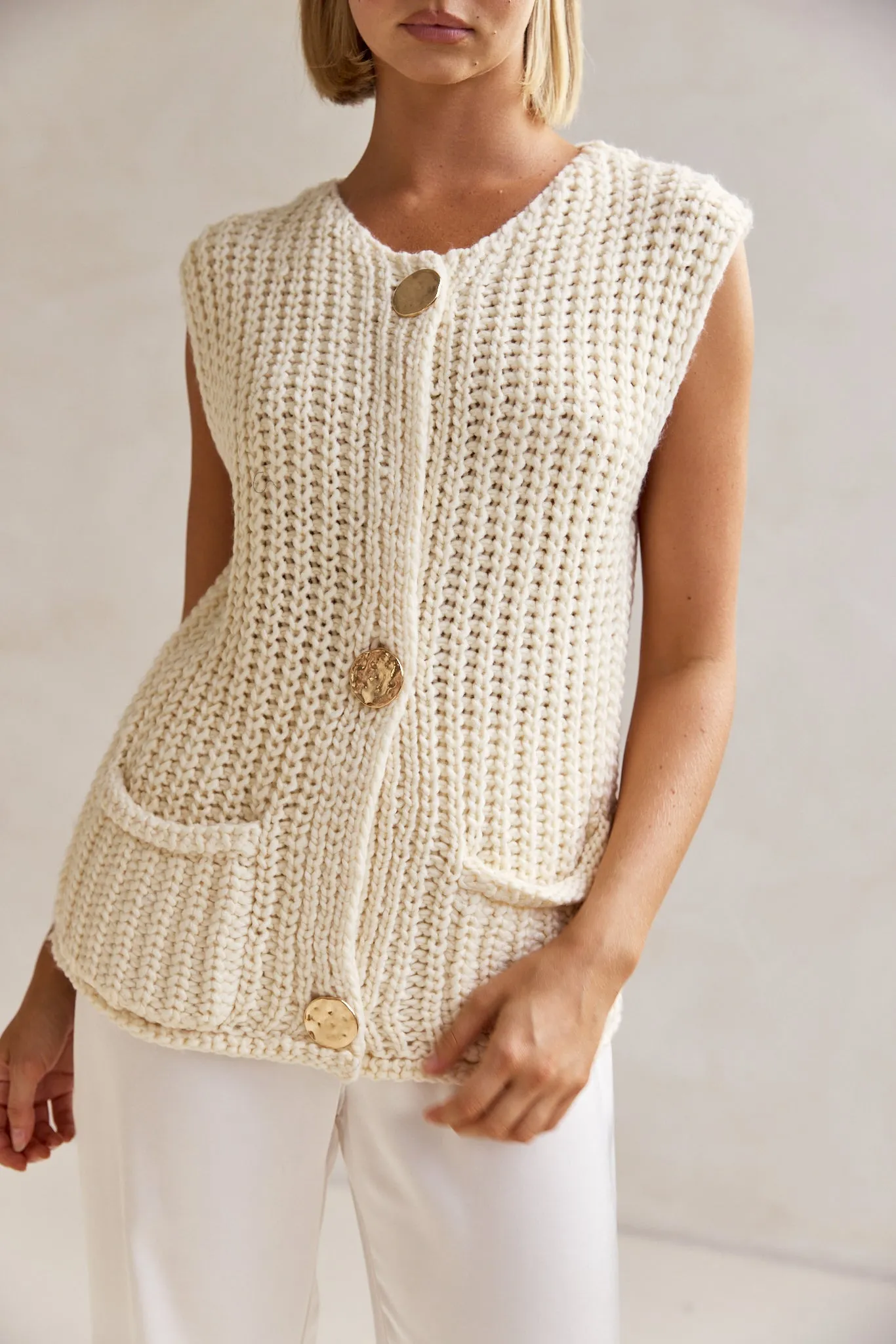 Zarlie Knit Vest (Cream) sold by Runway Scout product image thumbnail 2