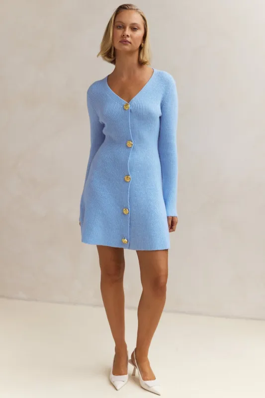 Sienna Knit Mini Dress (Blue) sold by Runway Scout