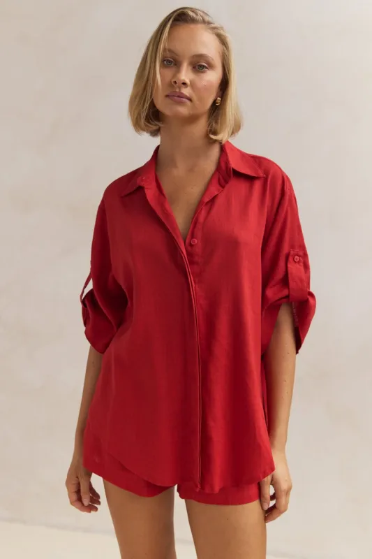 Alani Shirt (Red) sold by Runway Scout