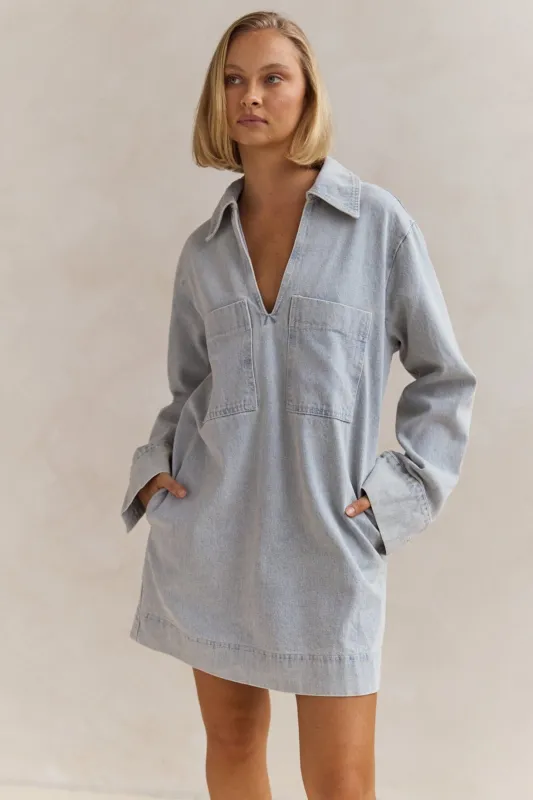 Tara Long Sleeve Dress (Light Blue) sold by Runway Scout