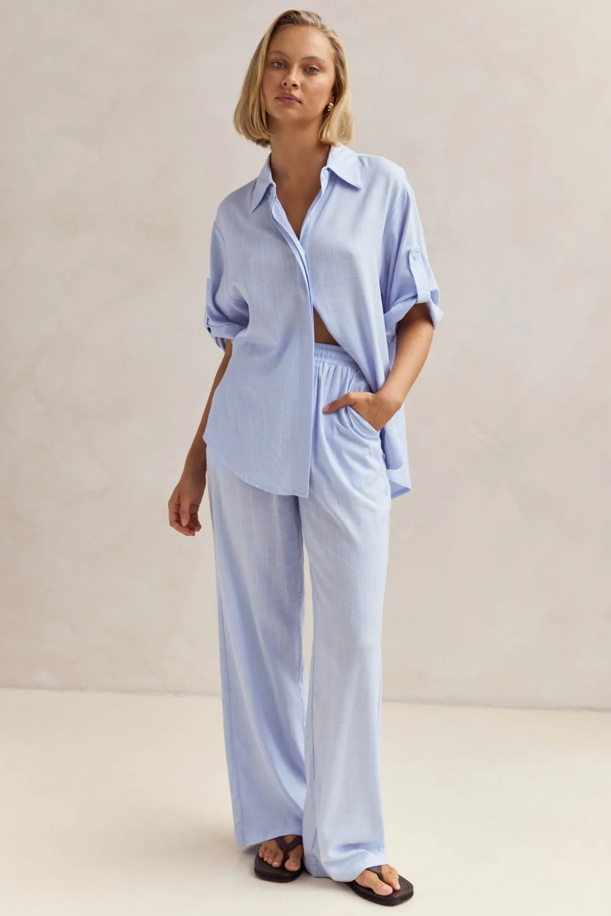 Alani Pant (Blue) sold by Runway Scout