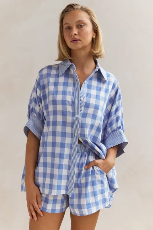 Beatrice Shirt (Blue) sold by Runway Scout