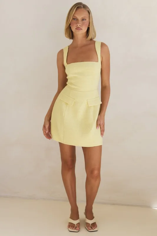 Elle Mini Dress (Yellow) sold by Runway Scout