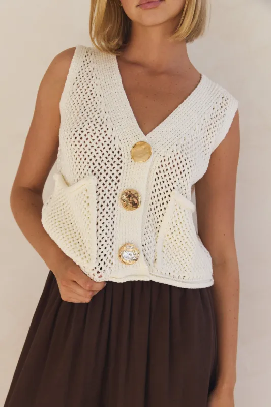 Elizabeth Knit Vest (Cream) sold by Runway Scout