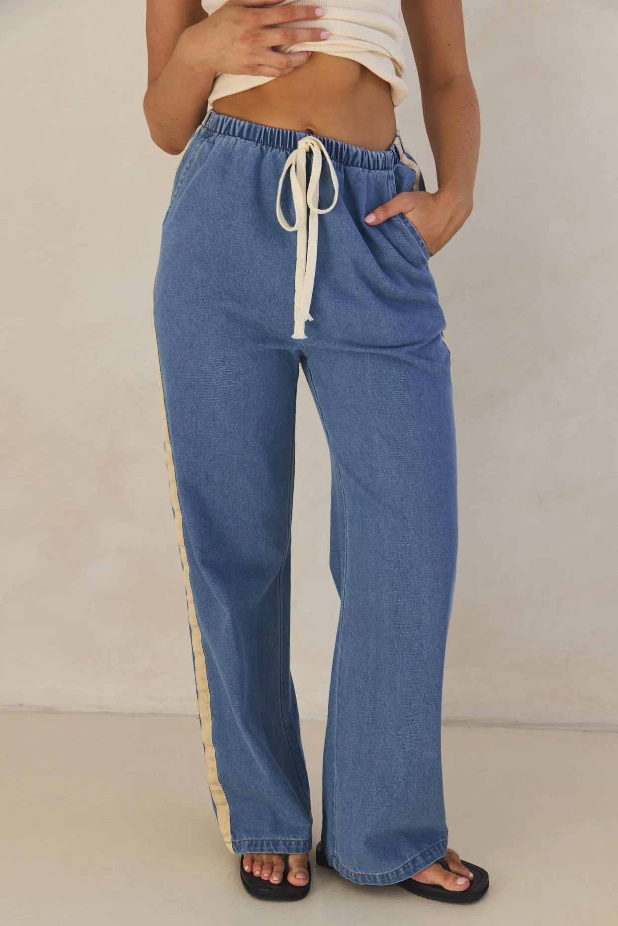 Rosalie Racer Stripe Pant (Light Blue) sold by Runway Scout product image thumbnail 3