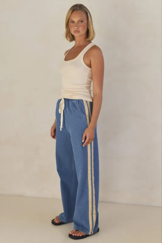 Rosalie Racer Stripe Pant (Light Blue) sold by Runway Scout