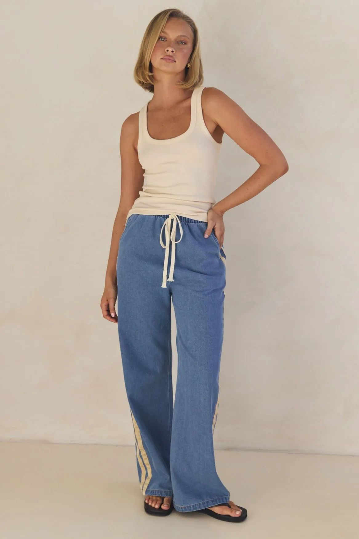 Rosalie Racer Stripe Pant (Light Blue) sold by Runway Scout product image thumbnail 2