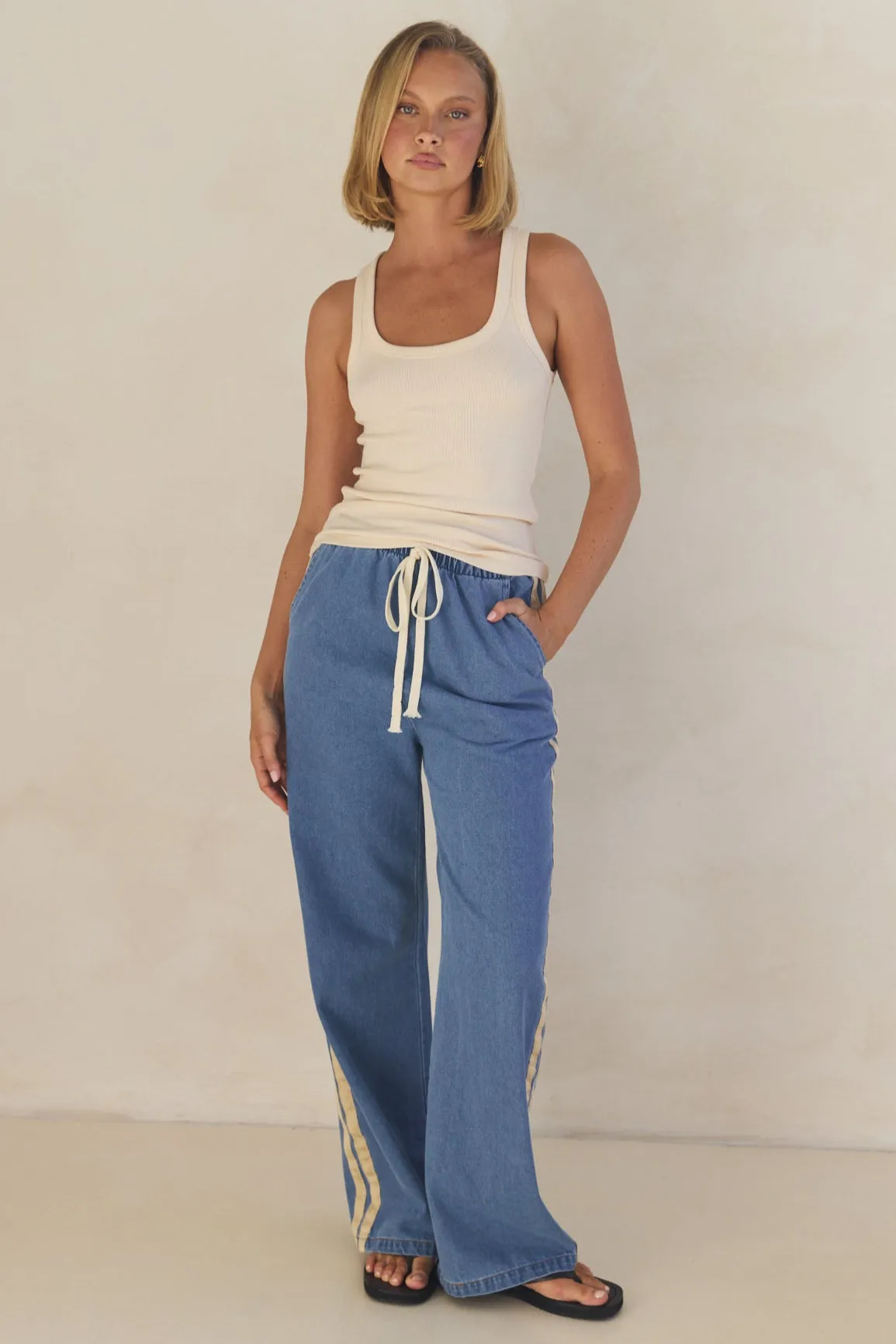 Rosalie Racer Stripe Pant (Light Blue) sold by Runway Scout product image thumbnail 4