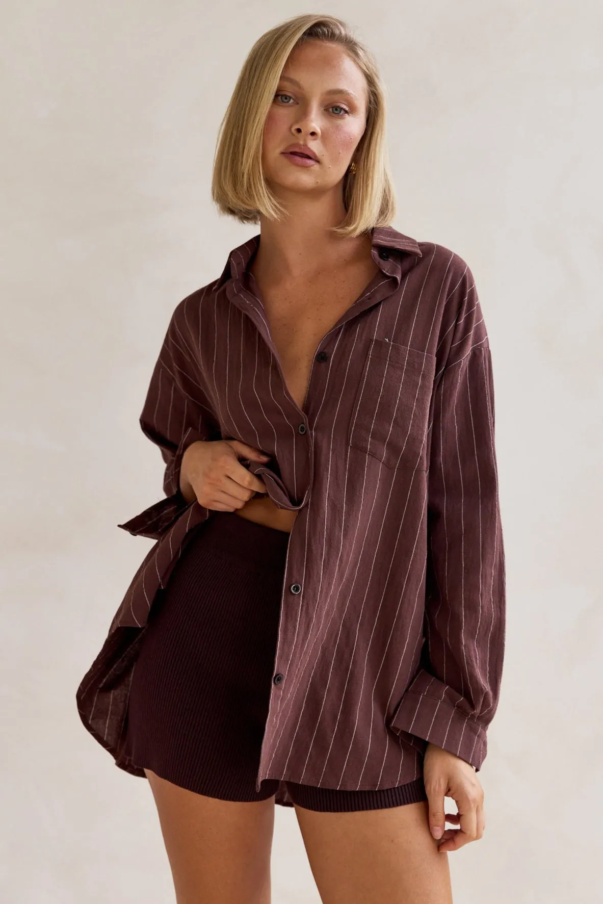 Timothee Shirt (Chocolate) sold by Runway Scout