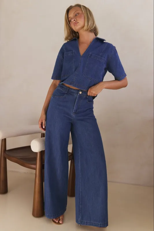 Indigo Denim Set (Blue) sold by Runway Scout