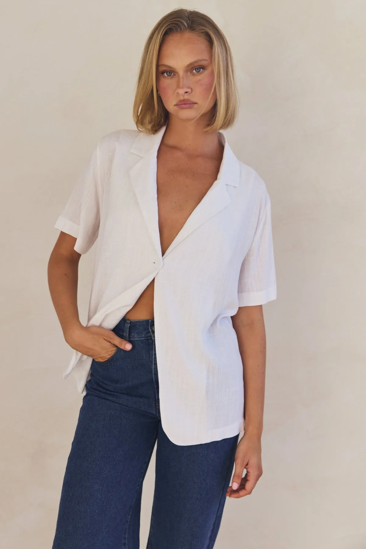 Mirabelle Shirt (White) sold by Runway Scout