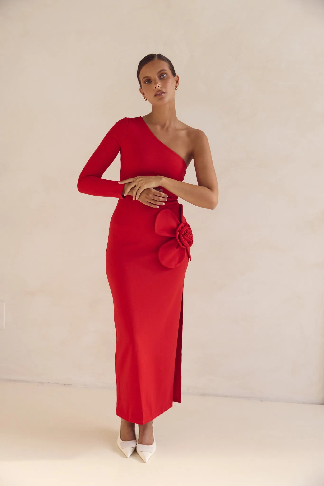 Ruby One Shoulder Maxi Dress (Red) sold by Runway Scout product image thumbnail 2