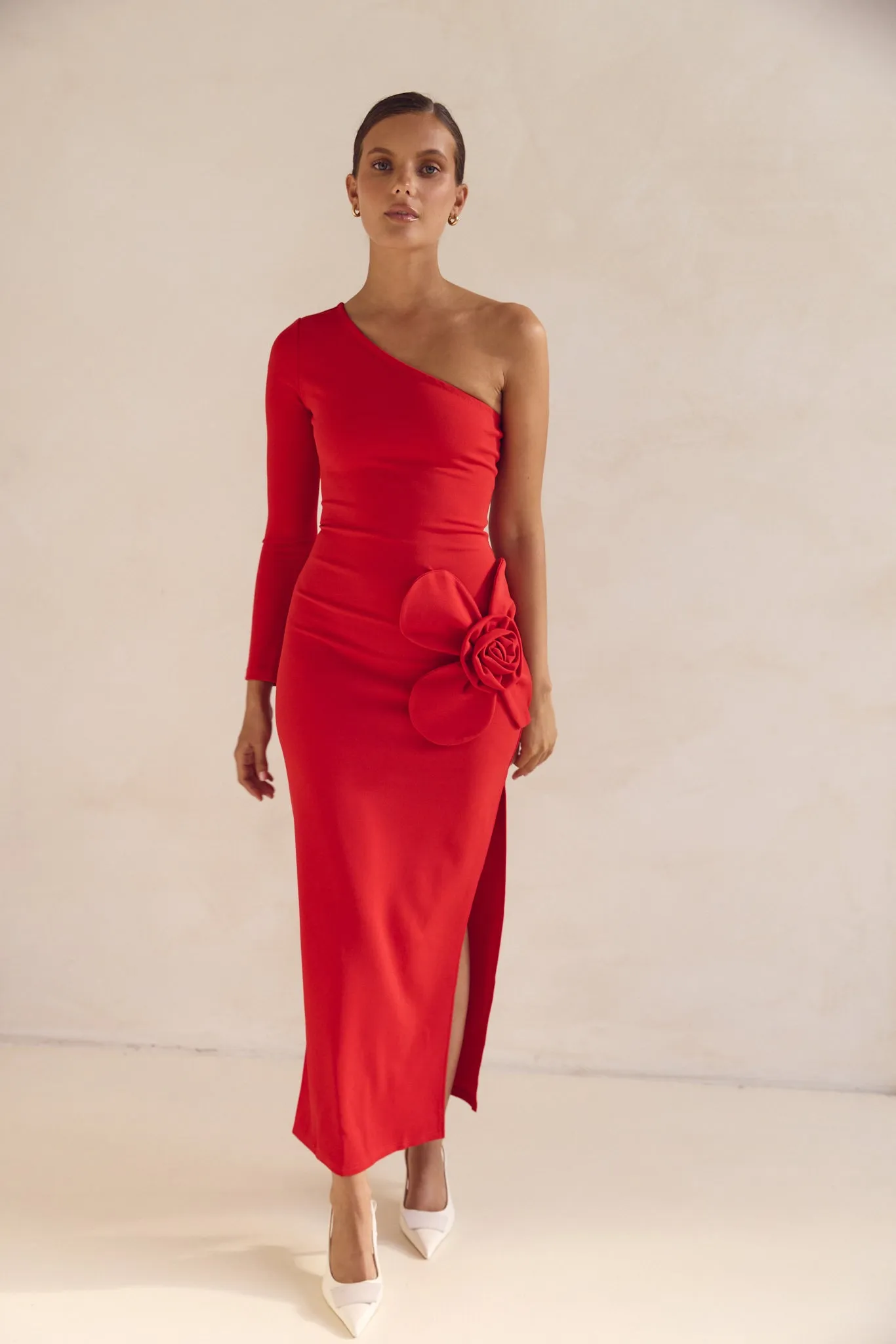 Ruby One Shoulder Maxi Dress (Red) sold by Runway Scout product image thumbnail 3