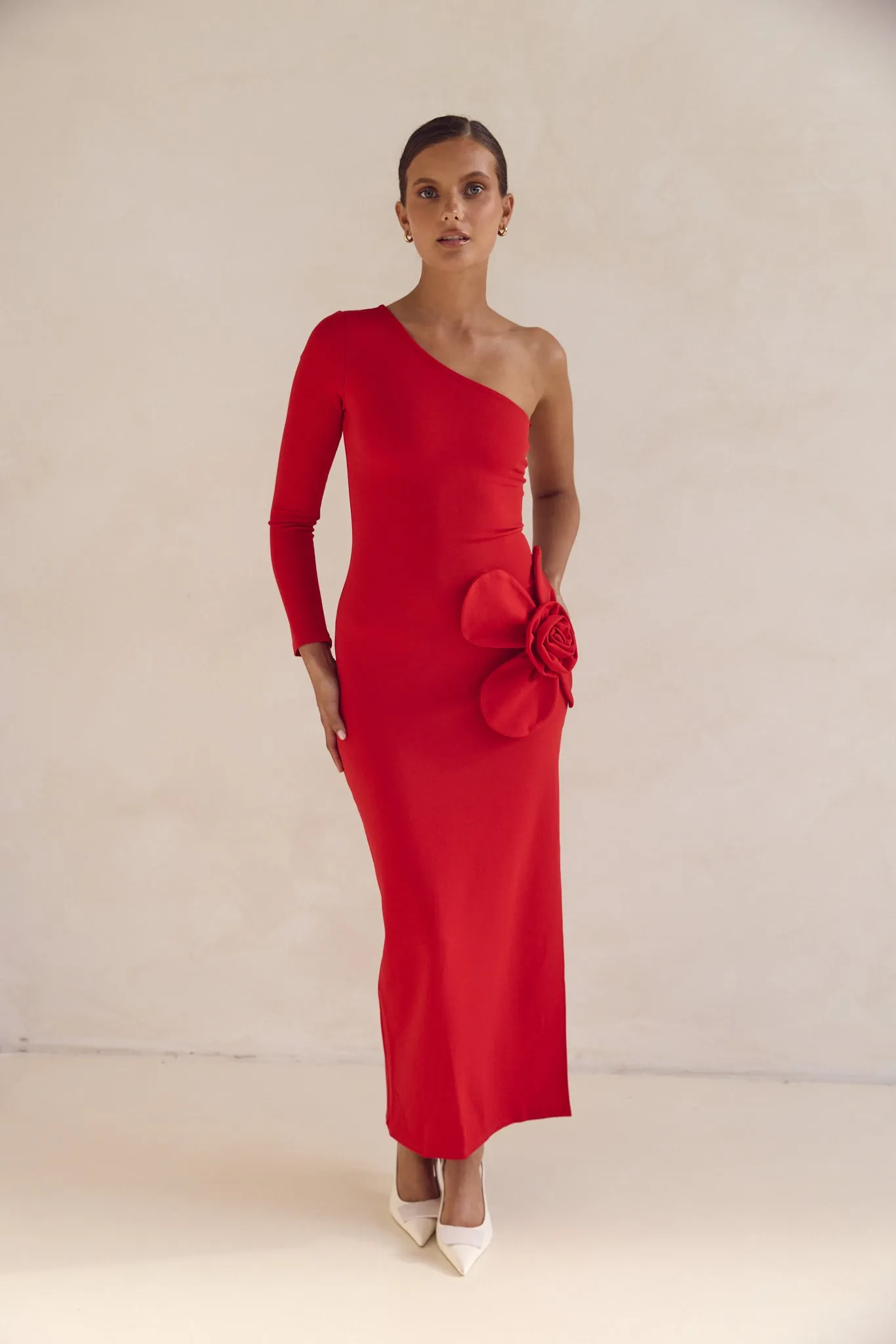 Ruby One Shoulder Maxi Dress (Red) sold by Runway Scout product image thumbnail 5