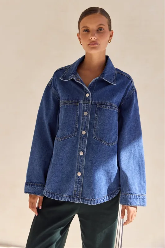 Indigo Denim Shirt (Blue) sold by Runway Scout
