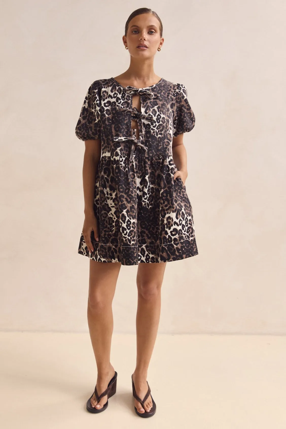 Carmela Denim Mini Dress (Leopard) sold by Runway Scout product image thumbnail 3
