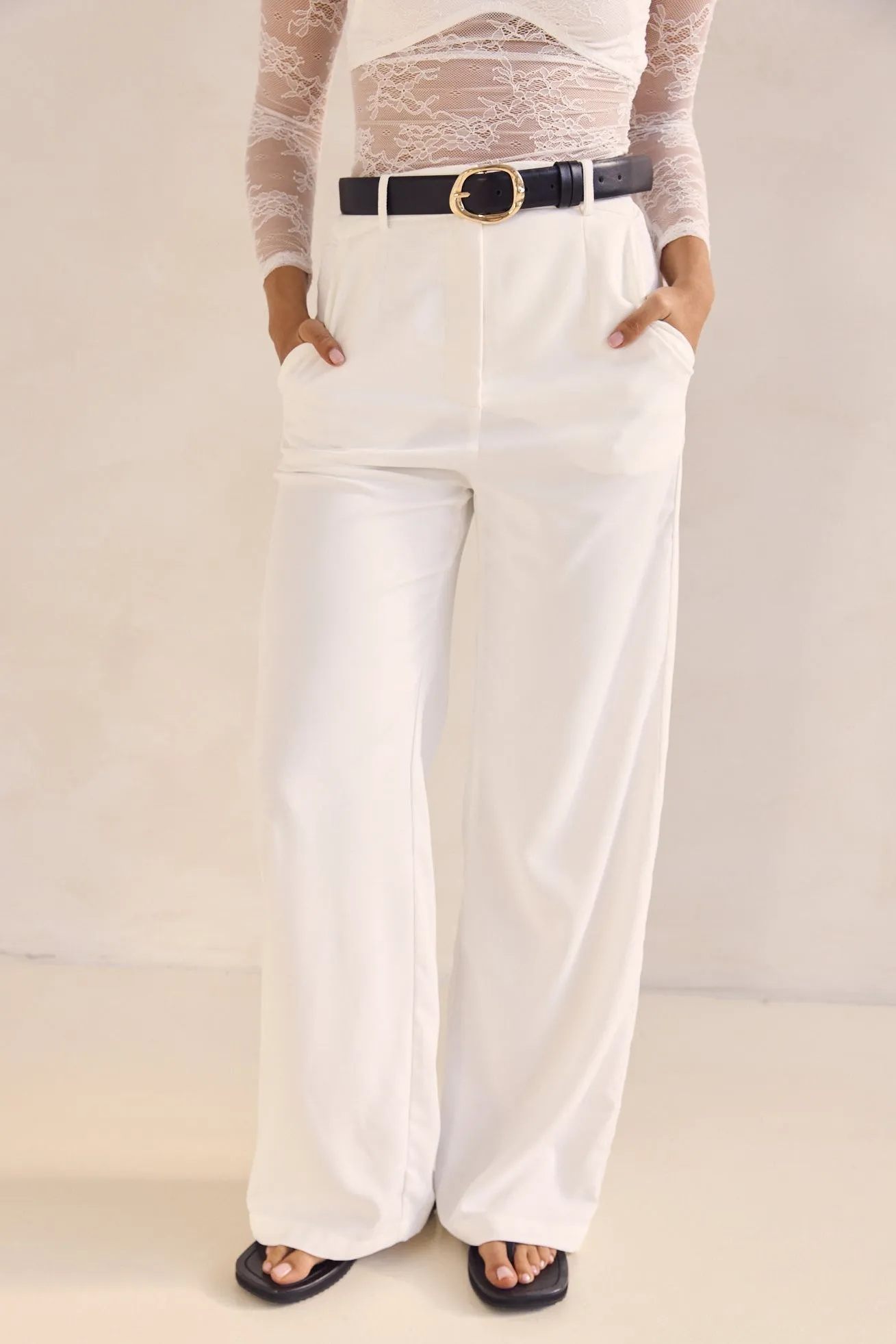 Annalise Pant (White) sold by Runway Scout