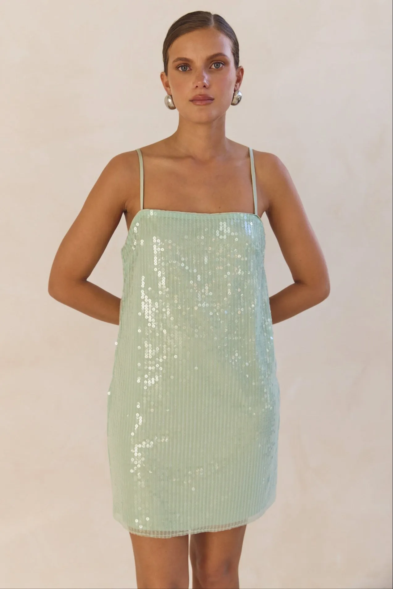 Sasha Sequin Mini Dress (Mint) sold by Runway Scout product image thumbnail 4