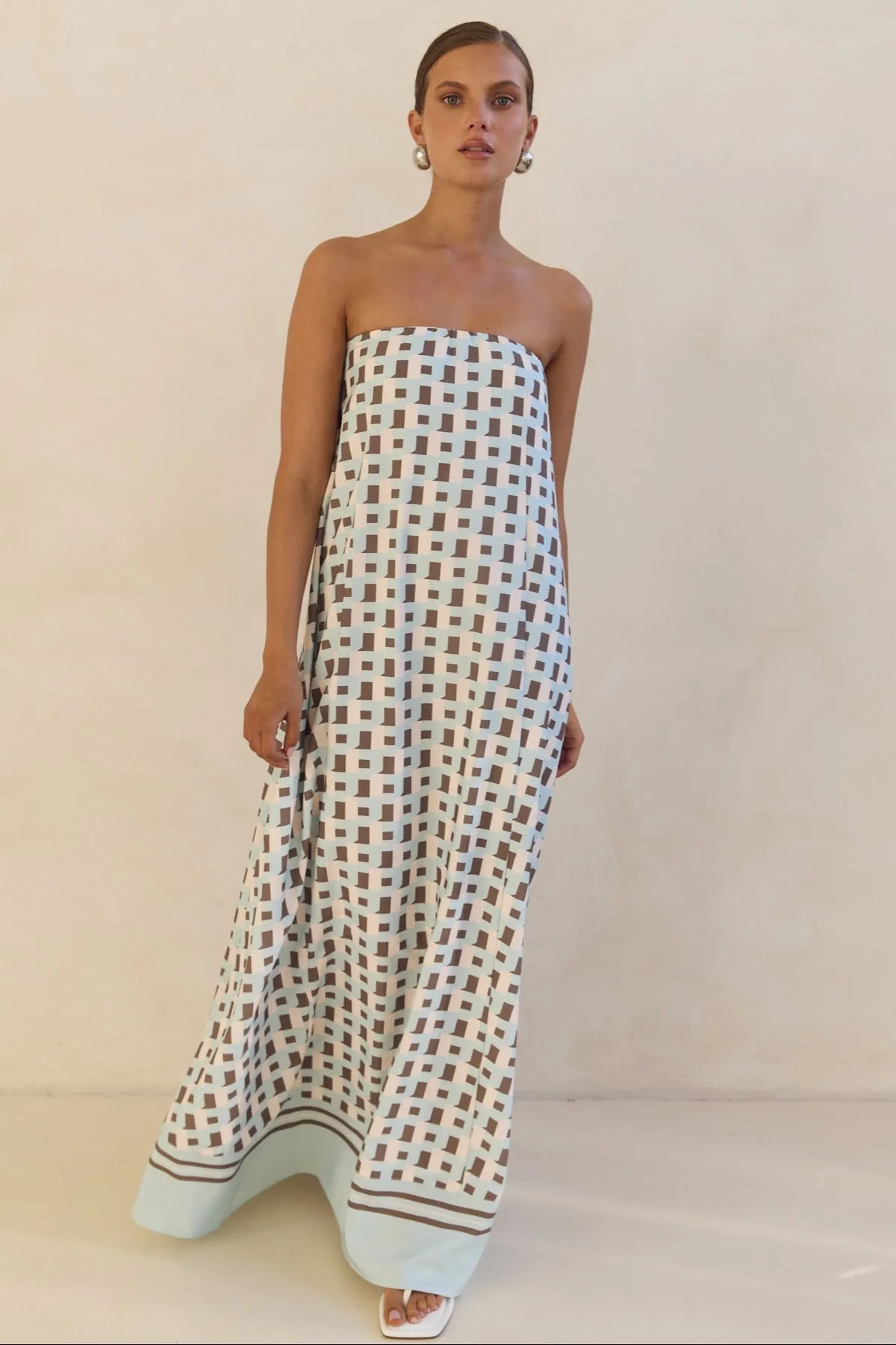 Siena Maxi Dress (Aqua) sold by Runway Scout