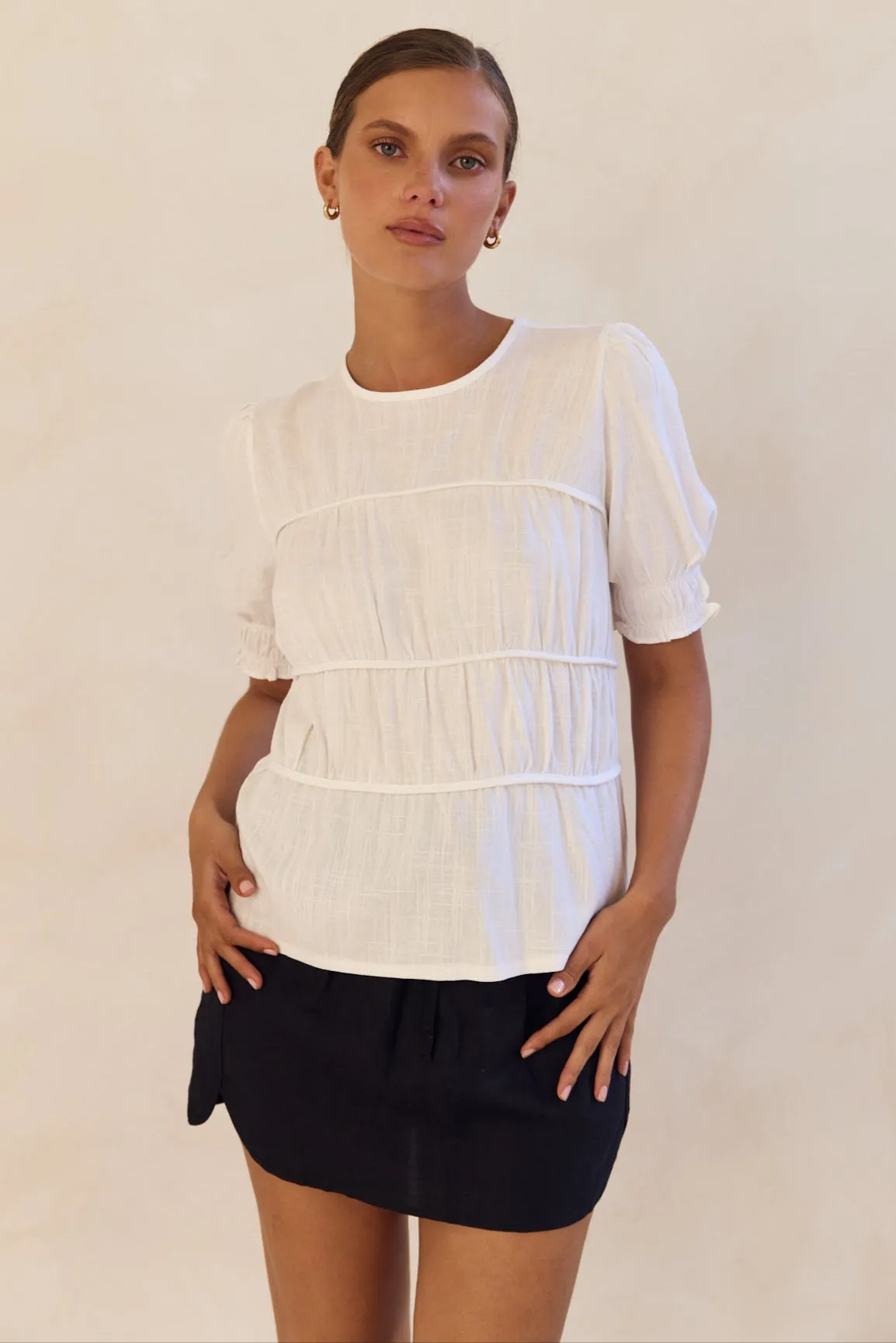 Victoria Top (White) sold by Runway Scout