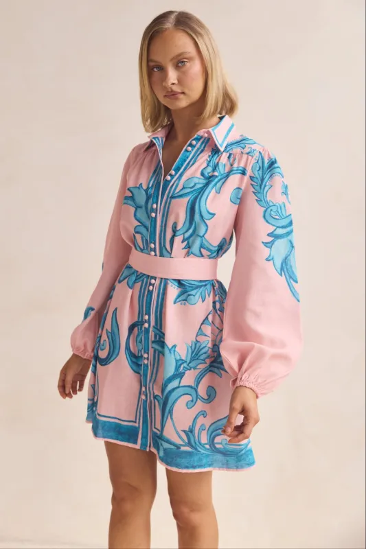 Lyra Mini Dress (Pink/Blue) sold by Runway Scout
