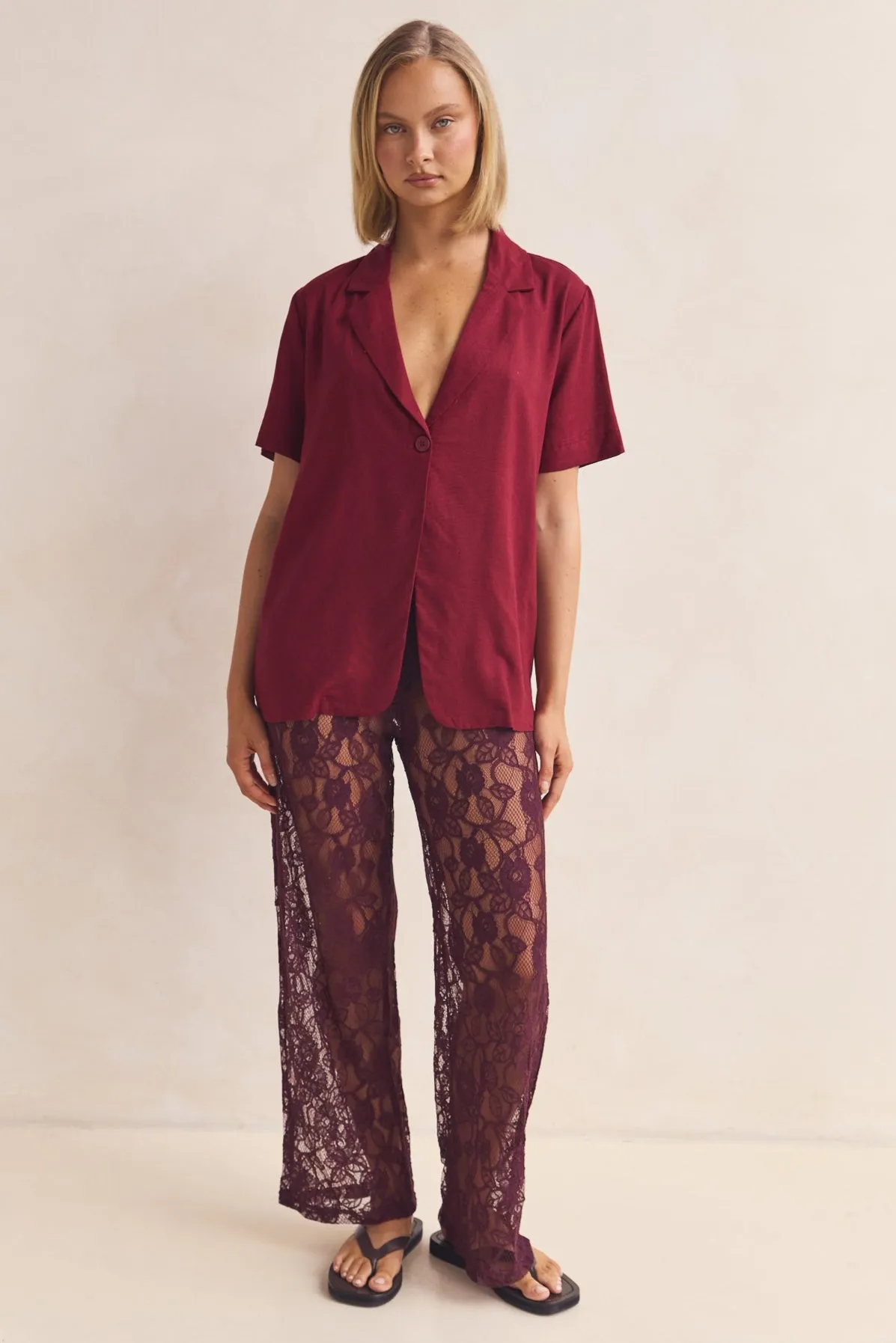 Mirabelle Shirt (Burgundy) sold by Runway Scout product image thumbnail 2