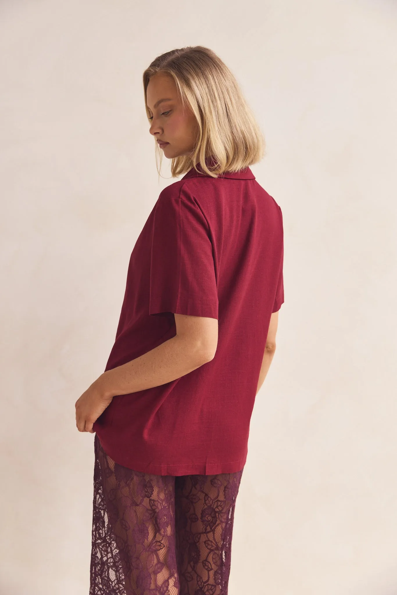 Mirabelle Shirt (Burgundy) sold by Runway Scout product image thumbnail 5