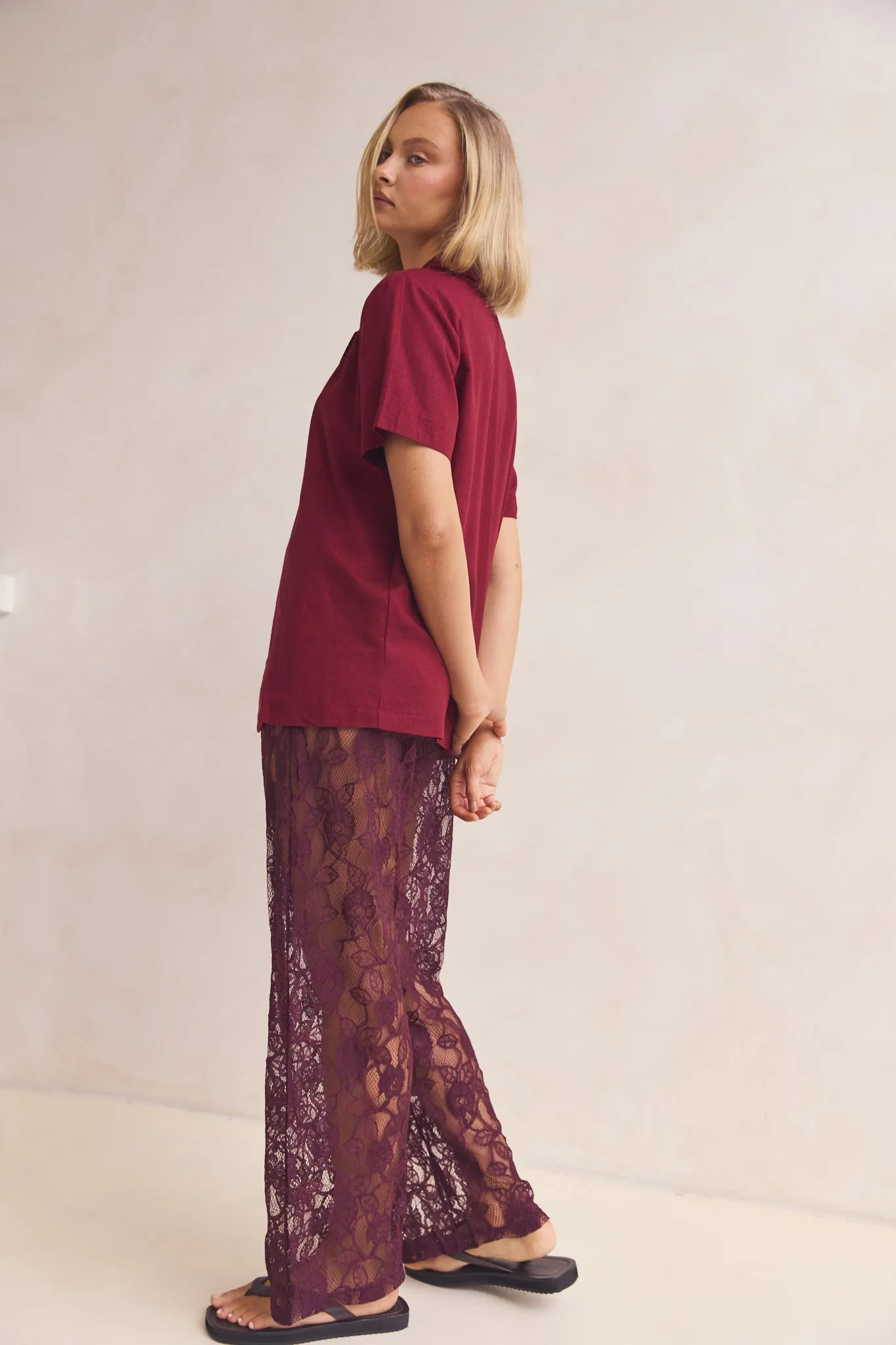 Mirabelle Shirt (Burgundy) sold by Runway Scout product image thumbnail 3