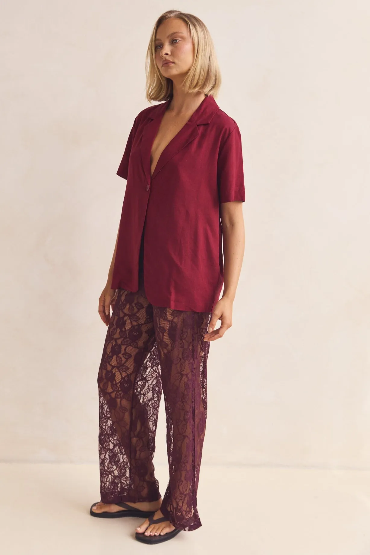 Mirabelle Shirt (Burgundy) sold by Runway Scout product image thumbnail 4