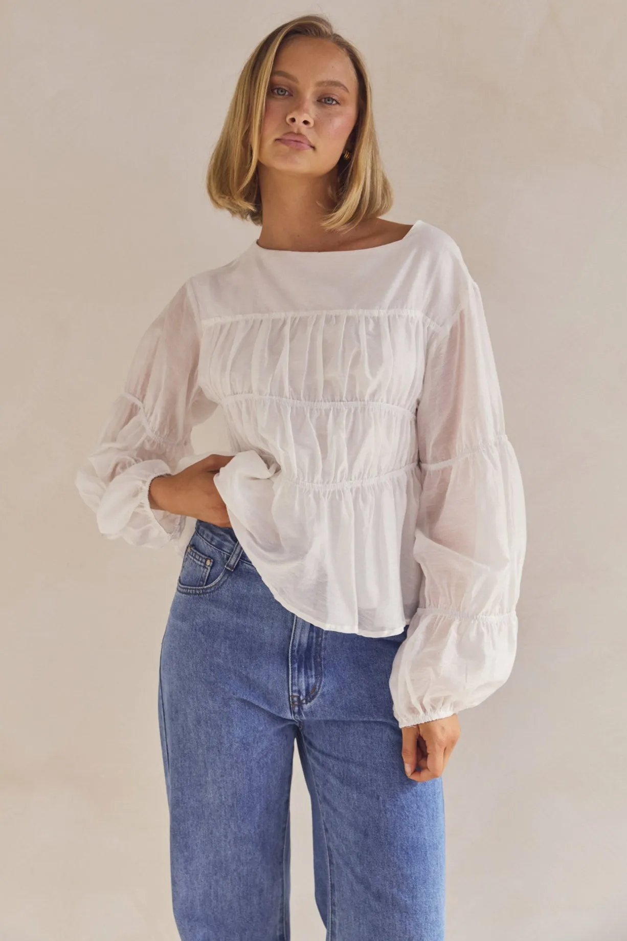 Indra Top (White) sold by Runway Scout