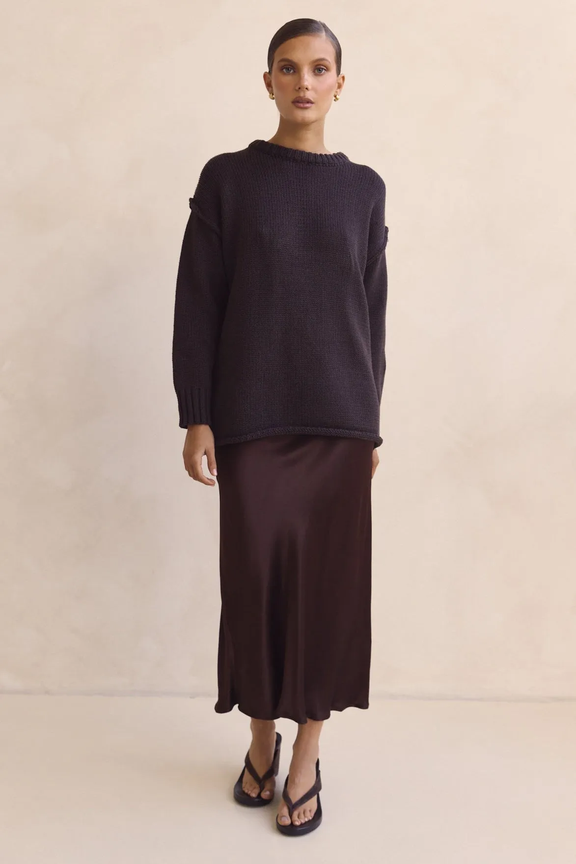 Solene Midi Skirt (Chocolate) sold by Runway Scout product image thumbnail 4